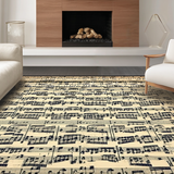 Ultra Soft Area Rug, Non Slip, Stain Resistant, Washable Area Rugs for Living Room, Bedroom, Artistic Retro Note Pattern Design(Black)