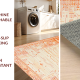 Ultra Soft Area Rug, Non Slip, Stain Resistant, Washable Area Rugs for Living Room, Bedroom, Chic Minimalist Cream Graphics(Orange)