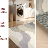 Ultra Soft Area Rug, Non Slip, Stain Resistant, Washable Area Rugs for Living Room, Bedroom, Sophisticated Muted Geometric Motif(Beige)