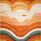 Ultra Soft Area Rug, Non Slip, Stain Resistant, Washable Area Rugs for Living Room, Bedroom, Sophisticated Cozy Symmetrical Design(Orange)