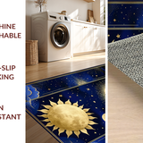 Ultra Soft Area Rug, Non Slip, Stain Resistant, Washable Area Rugs for Living Room, Bedroom, Transitional Blue Tone Abstract Design(Gold)