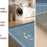 Ultra Soft Area Rug, Non Slip, Stain Resistant, Washable Area Rugs for Living Room, Bedroom, Elegant Anchor Patterned Aesthetic(Blue)