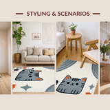 Ultra Soft Area Rug, Non Slip, Stain Resistant, Washable Area Rugs for Living Room, Bedroom, Trendy Monochrome Feline Artistry(Beige)