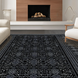 Ultra Soft Area Rug, Non Slip, Stain Resistant, Washable Area Rugs for Living Room, Bedroom, Rustic Minimalist Tiled Aesthetic(Black)