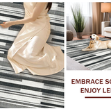 Ultra Soft Area Rug, Non Slip, Stain Resistant, Washable Area Rugs for Living Room, Bedroom, Contemporary Black and White Striped Outdoor Area Rug(Gray)