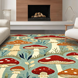 Ultra Soft Area Rug, Non Slip, Stain Resistant, Washable Area Rugs for Living Room, Bedroom, Artistic Blue and Brown Fungi Pattern(Blue)