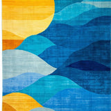 Ultra Soft Area Rug, Non Slip, Stain Resistant, Washable Area Rugs for Living Room, Bedroom, Dynamic Color-Blocked Modern Aesthetic(Blue)