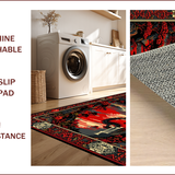 Ultra Soft Area Rug, Non Slip, Stain Resistant, Washable Area Rugs for Living Room, Bedroom, Vibrant Castle Inspired Illusion(Red)