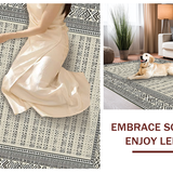 Ultra Soft Area Rug, Non Slip, Stain Resistant, Washable Area Rugs for Living Room, Bedroom, Sophisticated Monochrome Parquet Style(Beige)