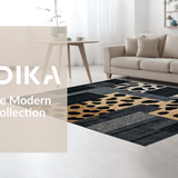 Ultra Soft Area Rug, Non Slip, Stain Resistant, Washable Area Rugs for Living Room, Bedroom, Minimalist Contemporary Print Inspiration(Black)