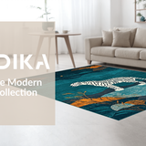 Ultra Soft Area Rug, Non Slip, Stain Resistant, Washable Area Rugs for Living Room, Bedroom, Chic Modern Animal Graphic Style(Blue)