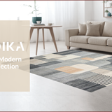 Ultra Soft Area Rug, Non Slip, Stain Resistant, Washable Area Rugs for Living Room, Bedroom, Chic Minimalist Textured Geometric Motif(Gray)