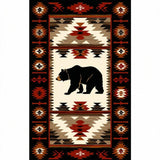 Ultra Soft Area Rug, Non Slip, Stain Resistant, Washable Area Rugs for Living Room, Bedroom, Cozy Earth Tones Bear Design(Red)
