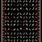 Ultra Soft Area Rug, Non Slip, Stain Resistant, Washable Area Rugs for Living Room, Bedroom, Unique Vintage Melodic Pattern Style(Black)