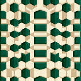 Luxe Geometric Green and Beige Area with Contemporary Flair(Beige)