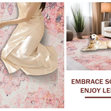 Ultra Soft Area Rug, Non Slip, Stain Resistant, Washable Area Rugs for Living Room, Bedroom, Serene Earthy Medallion Style(Pink)