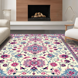 Ultra Soft Area Rug, Non Slip, Stain Resistant, Washable Area Rugs for Living Room, Bedroom, Sophisticated Colorful Blossom Pattern(Ivory)