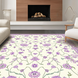 Ultra Soft Area Rug, Non Slip, Stain Resistant, Washable Area Rugs for Living Room, Bedroom, Lush Springtime Blossom Appeal(White)