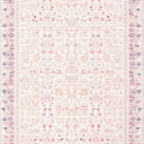 Ultra Soft Area Rug, Non Slip, Stain Resistant, Washable Area Rugs for Living Room, Bedroom, Elegant Blush Pink Low Pile Rug with Mauve Floral and Geometric Fusion(Pink)