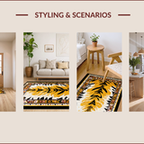 Ultra Soft Area Rug, Non Slip, Stain Resistant, Washable Area Rugs for Living Room, Bedroom, Vintage Wild Animal Motif(Yellow)