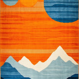 Ultra Soft Area Rug, Non Slip, Stain Resistant, Washable Area Rugs for Living Room, Bedroom, Vivid Colorful Organic Shapes(Orange)