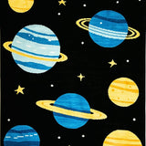 Ultra Soft Area Rug, Non Slip, Stain Resistant, Washable Area Rugs for Living Room, Bedroom, Cosmic Colorful Planetary Motif(Blue)