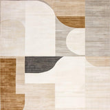 Contemporary Geometric Design Area with Abstract(Beige)