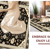 Ultra Soft Area Rug, Non Slip, Stain Resistant, Washable Area Rugs for Living Room, Bedroom, Chic Black Beige Floral Harmony(Black)
