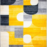 Ultra Soft Area Rug, Non Slip, Stain Resistant, Washable Area Rugs for Living Room, Bedroom, Vibrant Abstract Geometric Artwork(Yellow)