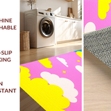 Ultra Soft Area Rug, Non Slip, Stain Resistant, Washable Area Rugs for Living Room, Bedroom, Sunny Playful Artistic Elements(Pink)