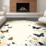 Ultra Soft Area Rug, Non Slip, Stain Resistant, Washable Area Rugs for Living Room, Bedroom, Contemporary Insect Illustrative Design(Gold)