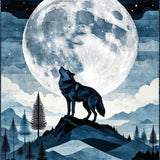 Artistic Gray Wolf Silhouette Design(Blue)