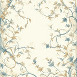 Serene Botanical Wave Area Featuring Light Blue and Beige Floral Swirls(Beige)