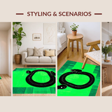 Ultra Soft Area Rug, Non Slip, Stain Resistant, Washable Area Rugs for Living Room, Bedroom, Sleek Emerald Abstract Snake Motif(Green)