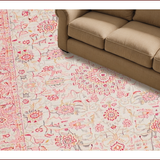 Ultra Soft Area Rug, Non Slip, Stain Resistant, Washable Area Rugs for Living Room, Bedroom, Soft Neutral Toned Organic Patterns(Pink)