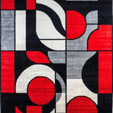 Sophia Collection Hand Carved Rug Contemporary Abstract Red Black Grey(Red)
