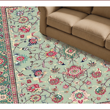 Ultra Soft Area Rug, Non Slip, Stain Resistant, Washable Area Rugs for Living Room, Bedroom, Rustic Floral Geometric Arrangement(Green)