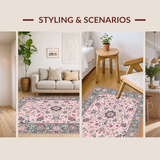 Ultra Soft Area Rug, Non Slip, Stain Resistant, Washable Area Rugs for Living Room, Bedroom, Lush Blush-Infused Rustic Aesthetic(Pink)