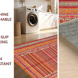 Ultra Soft Area Rug, Non Slip, Stain Resistant, Washable Area Rugs for Living Room, Bedroom, Chic Earthy Tones Striped Design(Orange)