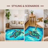 Ultra Soft Area Rug, Non Slip, Stain Resistant, Washable Area Rugs for Living Room, Bedroom, Serene Marine Life Composition(Blue)