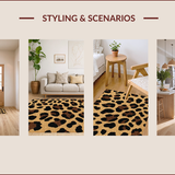 Ultra Soft Area Rug, Non Slip, Stain Resistant, Washable Area Rugs for Living Room, Bedroom, Stylish Non-Shedding Dormitory Leopard Accent Rug(Beige)