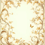 Botanical Scrollwork Area with Elegant Leafy Vines and Baroque Flourishes(Beige)