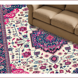 Ultra Soft Area Rug, Non Slip, Stain Resistant, Washable Area Rugs for Living Room, Bedroom, Elegant Cream and Blue Trellis Design(White)