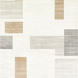 Modern Geo White and Beige Contemporary Floor Art(Beige)