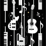 Ultra Soft Area Rug, Non Slip, Stain Resistant, Washable Area Rugs for Living Room, Bedroom, Acoustic Guitar and Piano Keys Area Rug for Music Lovers(Black)