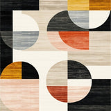 Modern Abstract Geometric Circles Warm Colors Area Beige Black(Gray)