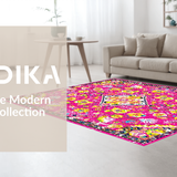 Ultra Soft Area Rug, Non Slip, Stain Resistant, Washable Area Rugs for Living Room, Bedroom, Vibrant Colorful Abstract Arrangement(Pink)