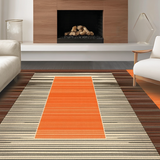 Ultra Soft Area Rug, Non Slip, Stain Resistant, Washable Area Rugs for Living Room, Bedroom, Chic Striped Relaxation Mat(Orange)
