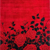 Ultra Soft Area Rug, Non Slip, Stain Resistant, Washable Area Rugs for Living Room, Bedroom, Vibrant Rustic Rose Motif(Red)