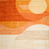Ultra Soft Area Rug, Non Slip, Stain Resistant, Washable Area Rugs for Living Room, Bedroom, Vibrant Abstract Sun and Moon Motif(Orange)